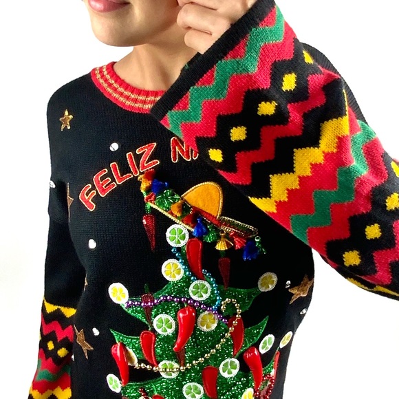 *SOLD* Mexican Christmas Sweater- Feliz Navidad - Picture 2 of 7